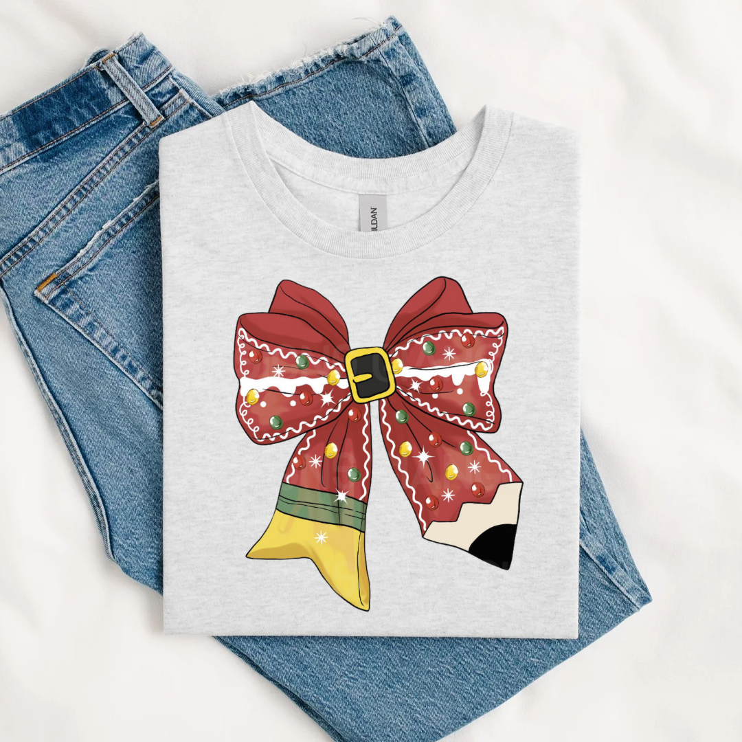 Teacher Christmas Bow Tee